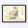 Vintage Map of Tinker Air Force Base, 1952