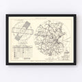 Vintage Map of the Cambridge Research Center Vicinity, 1952