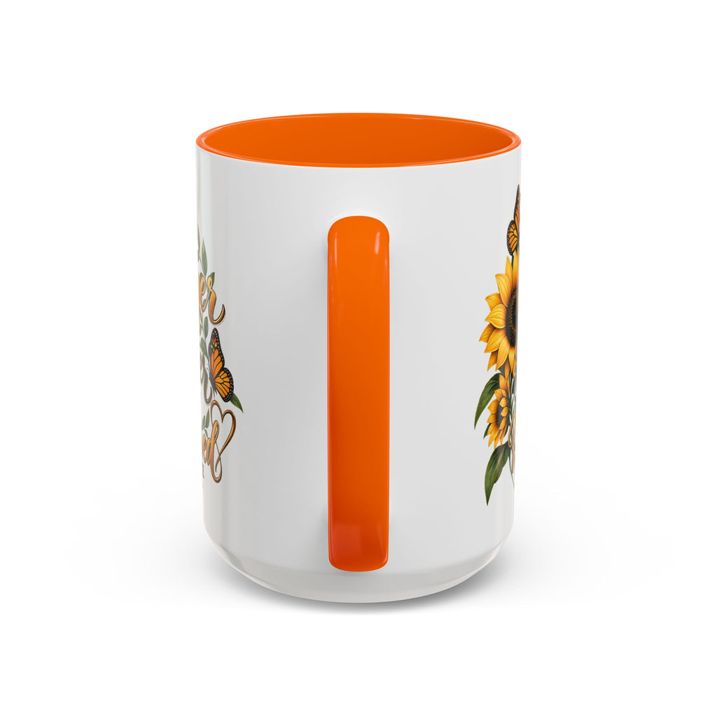 Inspirational Sunflower Coffee Mug — "You Are Stronger, Brighter, More Loved" Accent Mug