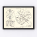 Vintage Map of the Ellington Air Force Base Vicinity, 1953