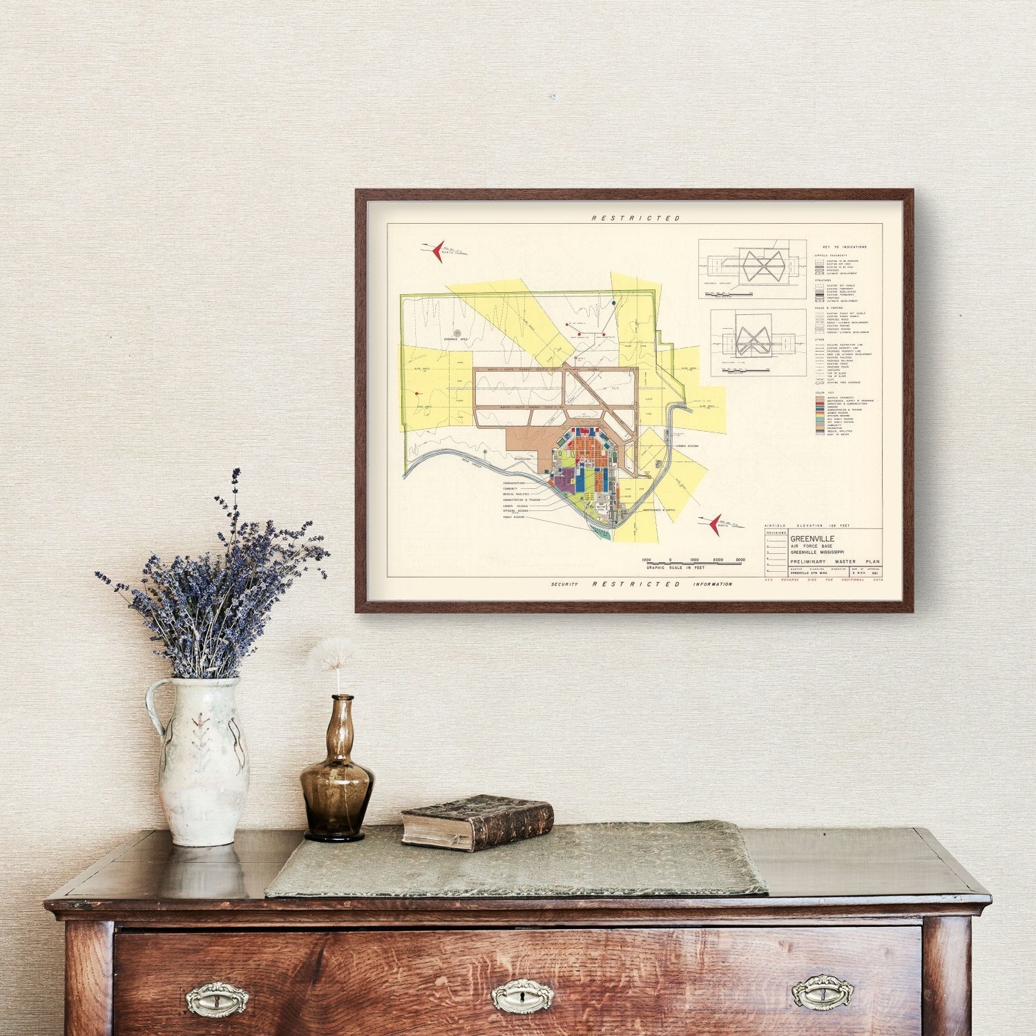 Vintage Map of Greenville Air Force Base, 1951