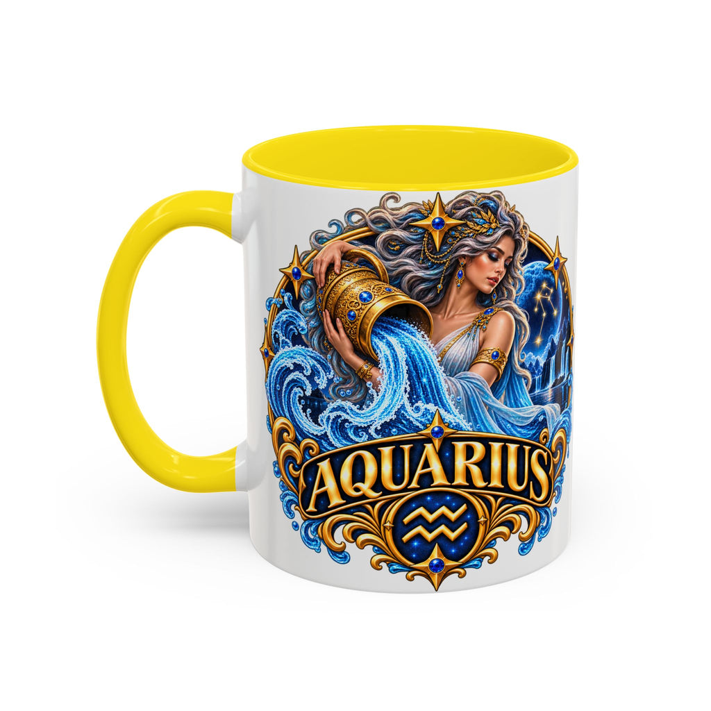 Aquarius Zodiac Coffee Mug — Illustrated Water Bearer Astrology Gift (11/15oz)