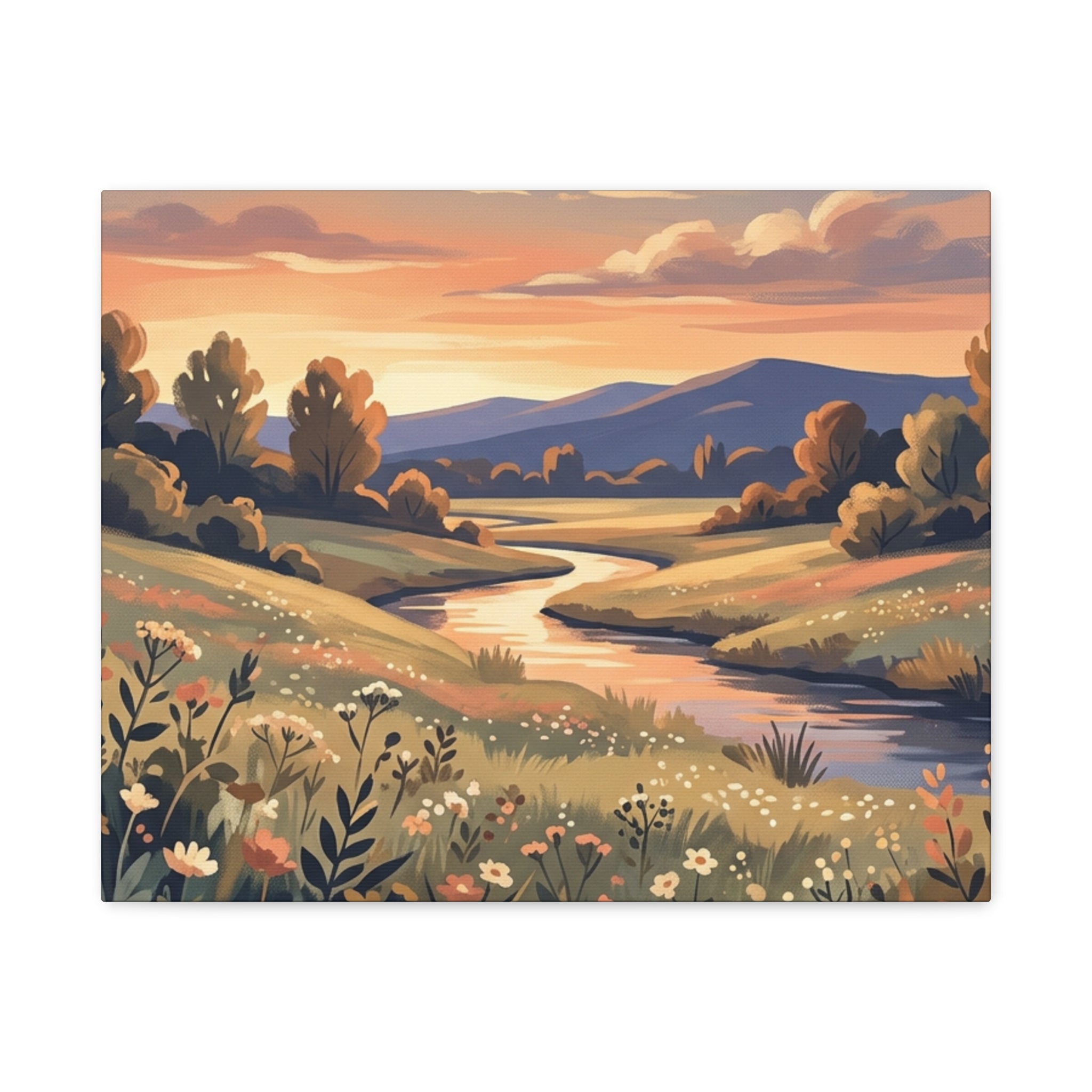Sunset Meadow Canvas Wall Art
