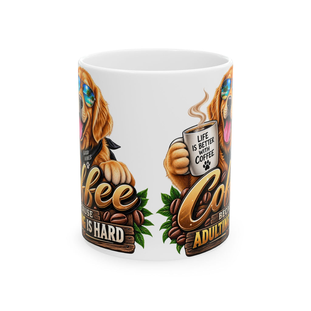Coffee Dog Mug — "Life Is Better With Coffee" Funny Golden Retriever Coffee Cup, Cute Pet Lover Gift (11oz/15oz)