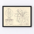 Vintage Map of the Perrin Air Force Base Vicinity, 1952