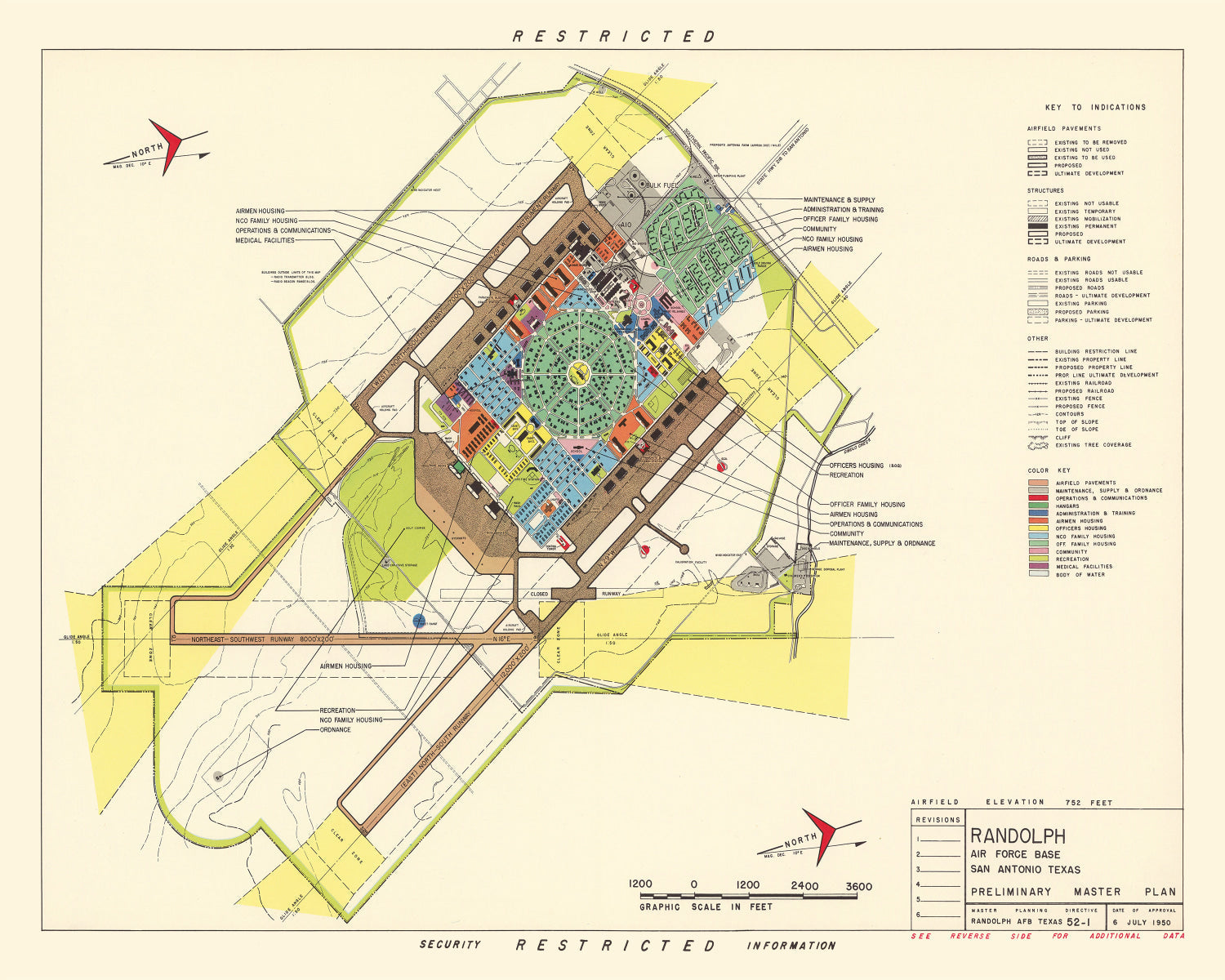 Vintage Map of Randolph Air Force Base, 1950