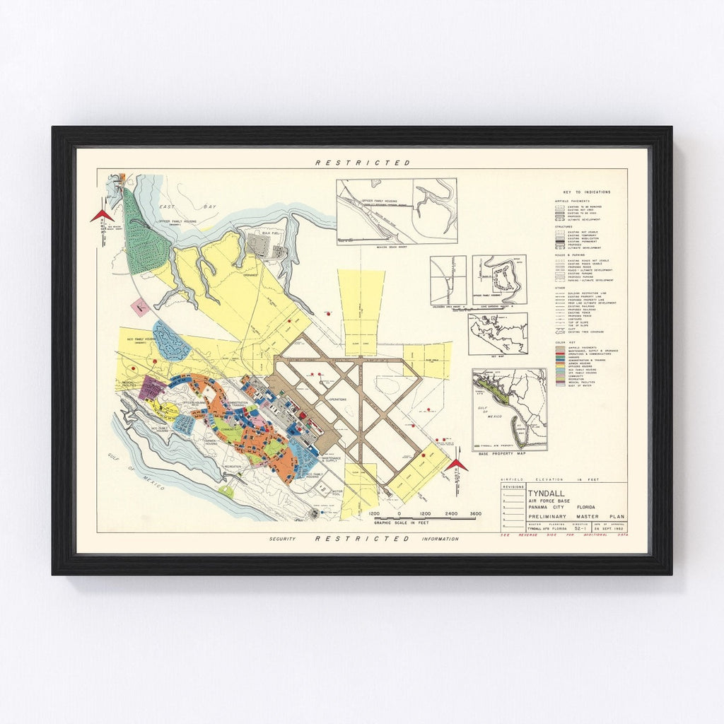 Vintage Map of Tyndall Air Force Base, 1952