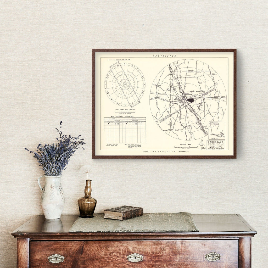 Vintage Map of the Barksdale Air Force Base Vicinity, 1952