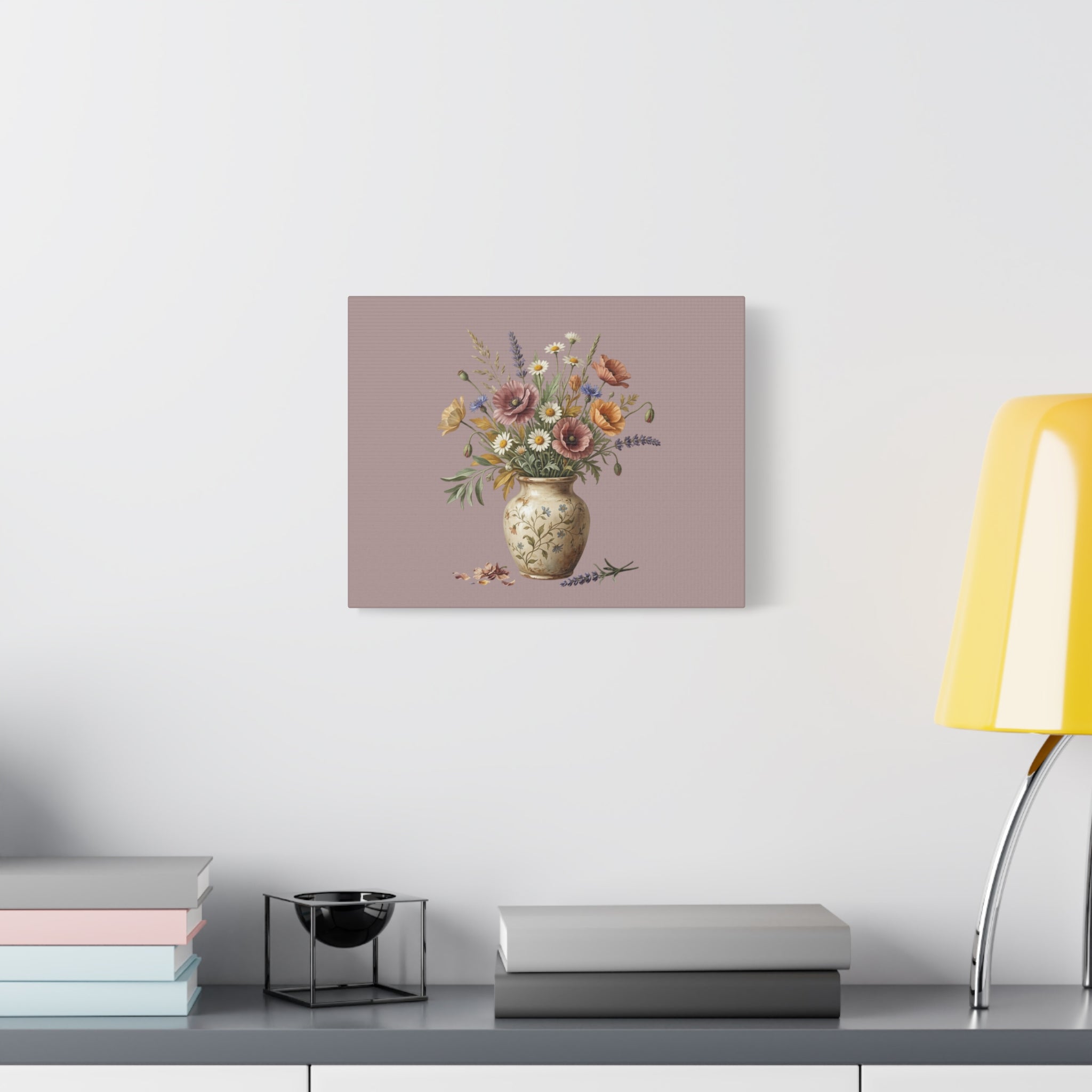 Botanical Vase Floral Canvas Print — Vintage Wildflower Wall Art