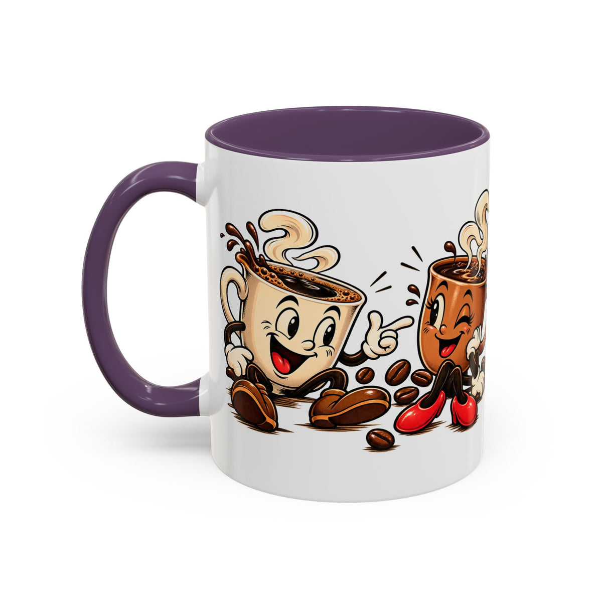 Coffee Cartoon Mug — Cute Dancing Coffee Cups Accent Mug