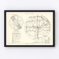 Vintage Map of the Lincoln Municipal Airport Vicinity, 1951