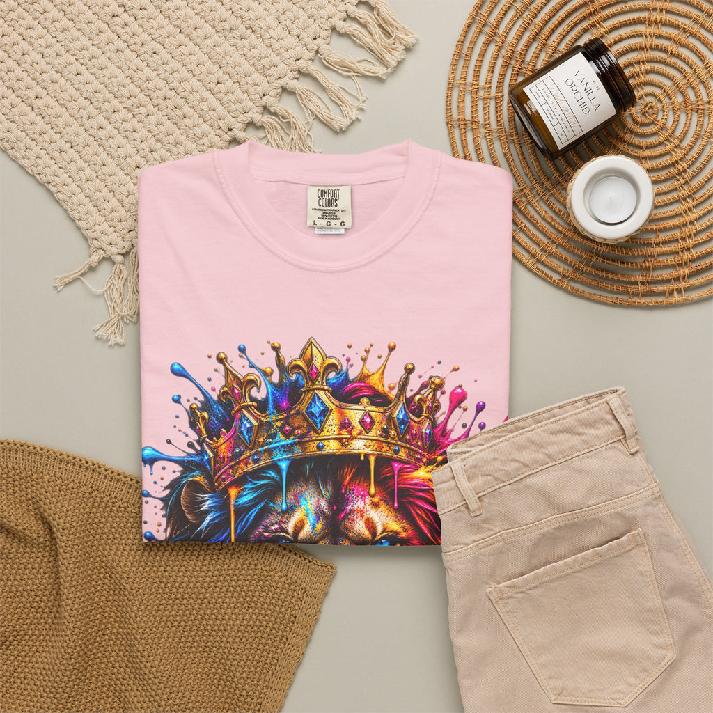 Color Splash Lion Tee — Regal Crown Graphic T-Shirt