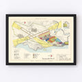 Vintage Map of Plattsburg Barracks, 1952