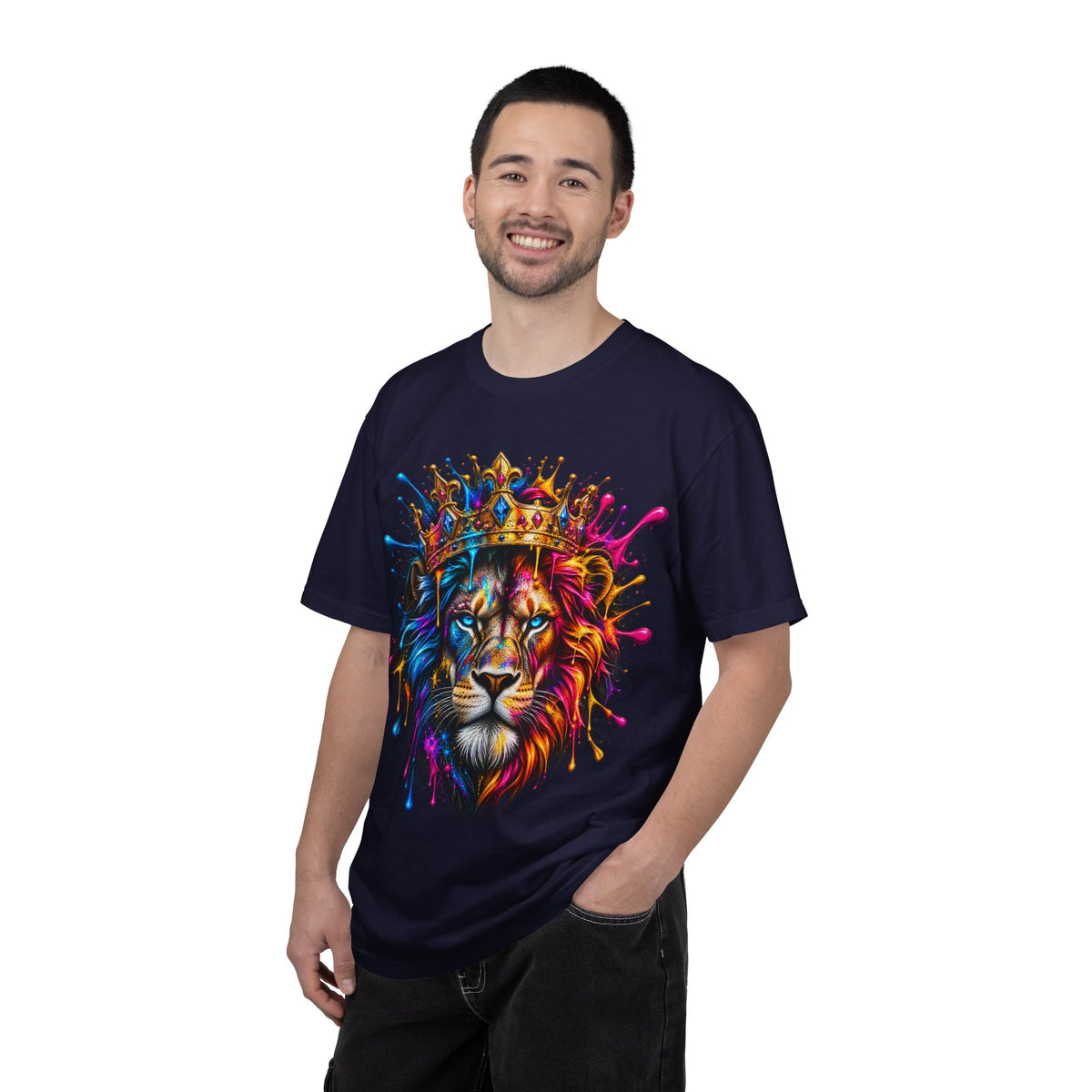 Color Splash Lion Tee — Regal Crown Graphic T-Shirt