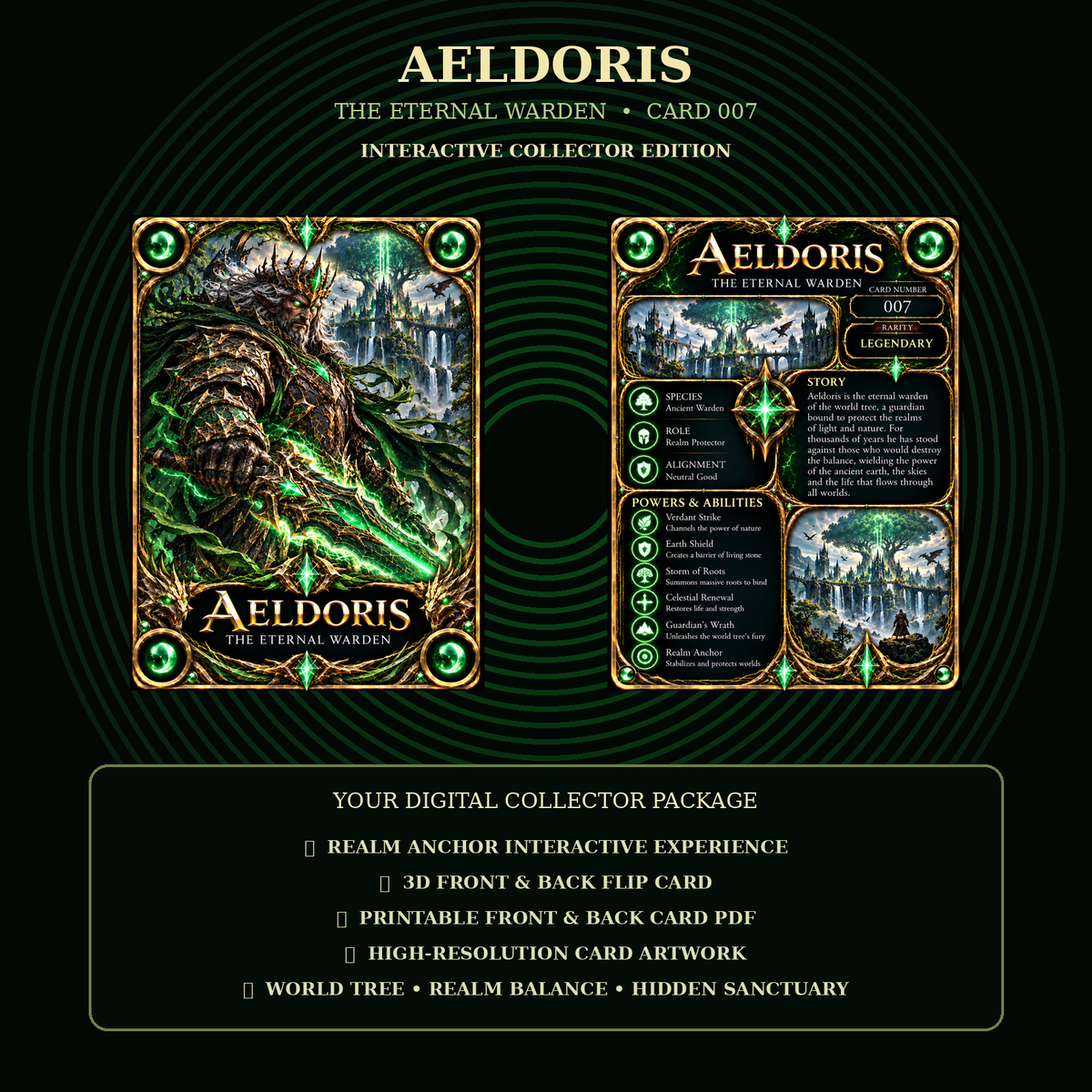Aeldoris 007 – The Eternal Warden | Premium Interactive Fantasy Collector Card