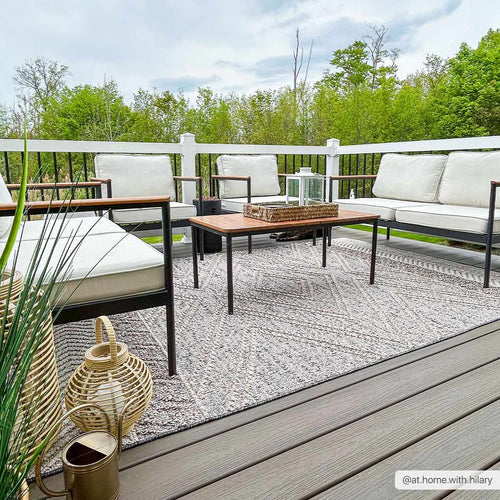 Beige Charcoal Areli Outdoor Area Rug
