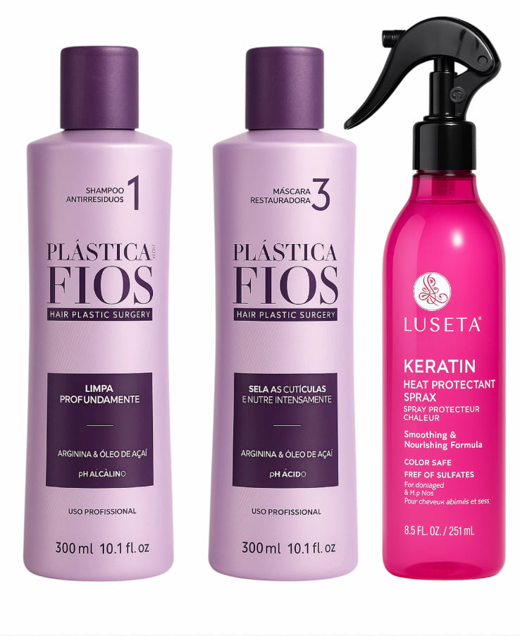 Cadiveu Plastica Dos Fios Kit & Luseta Keratin Heat Protectant Spray