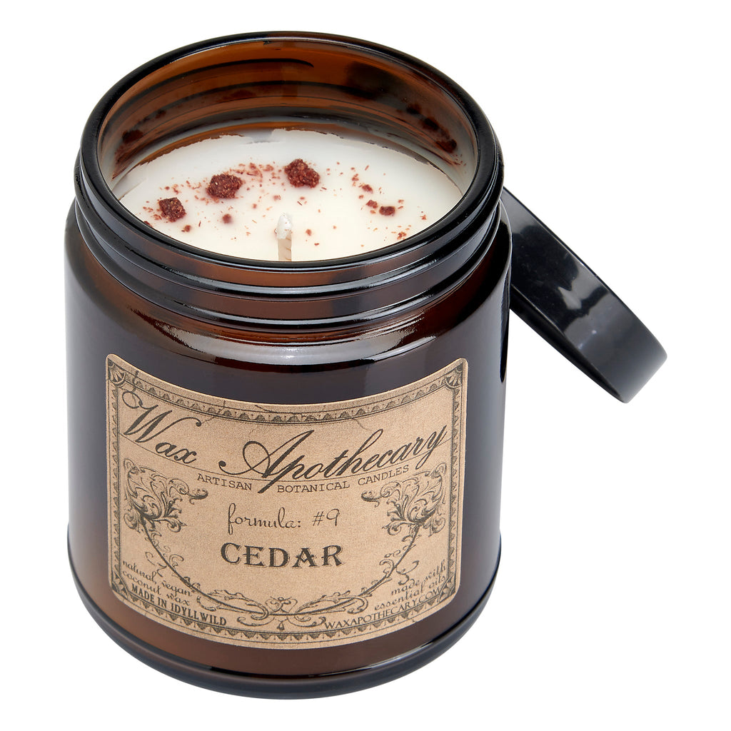 6 oz Botanical Candle in Amber Glass Jar - Cedar