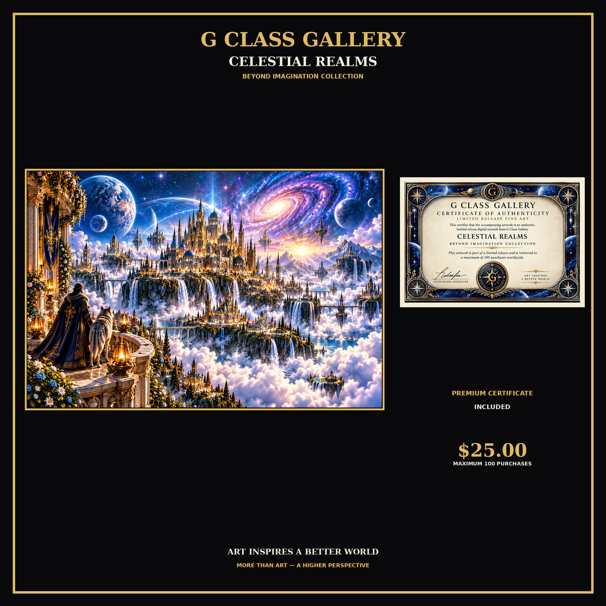Celestial Realms | Cosmic Fantasy Digital Fine Art + Premium Certificate | G Class Gallery
