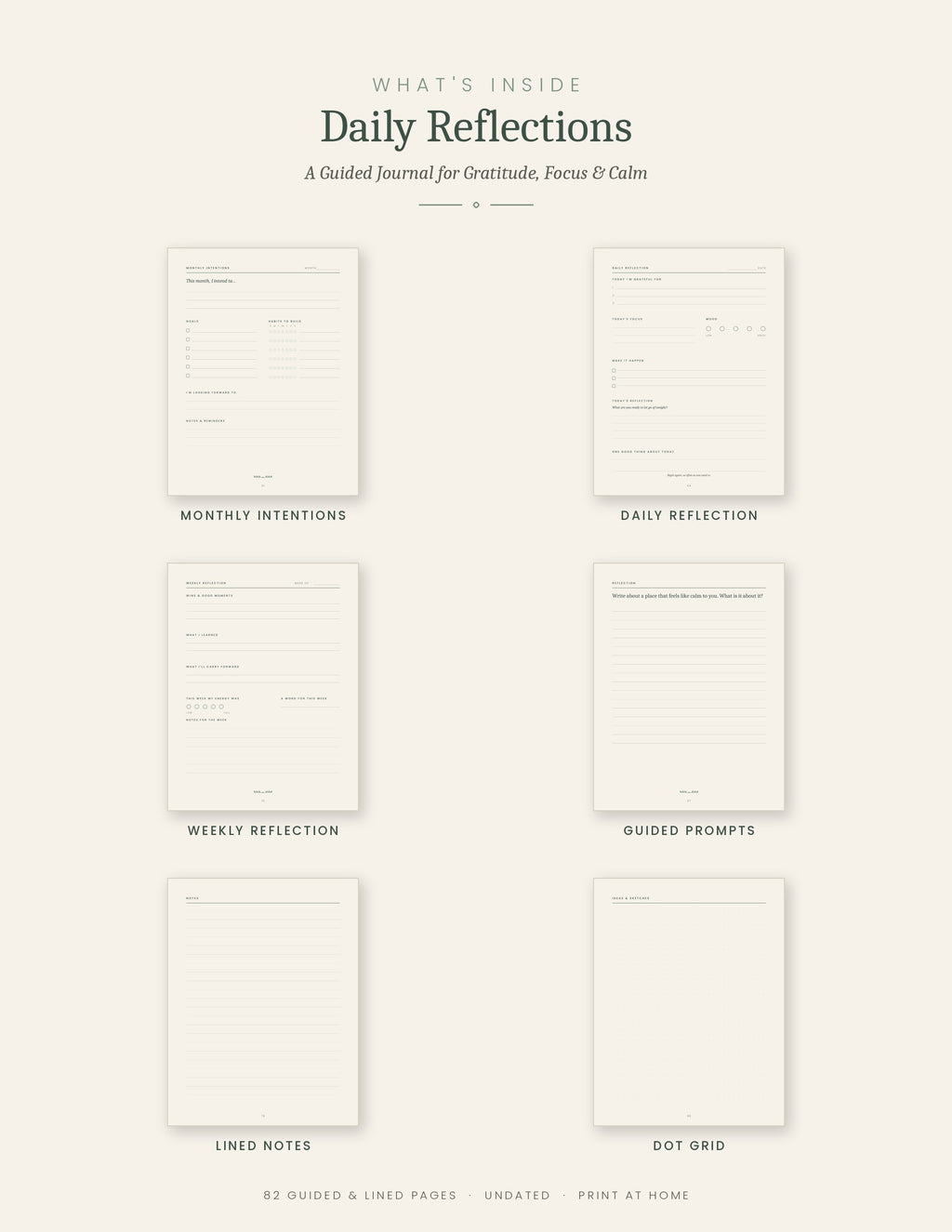 Daily Reflections- A Guided Journal for Gratitude, Focus & Calm