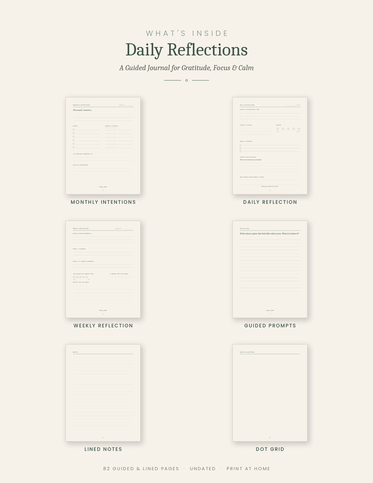 Daily Reflections- A Guided Journal for Gratitude, Focus & Calm