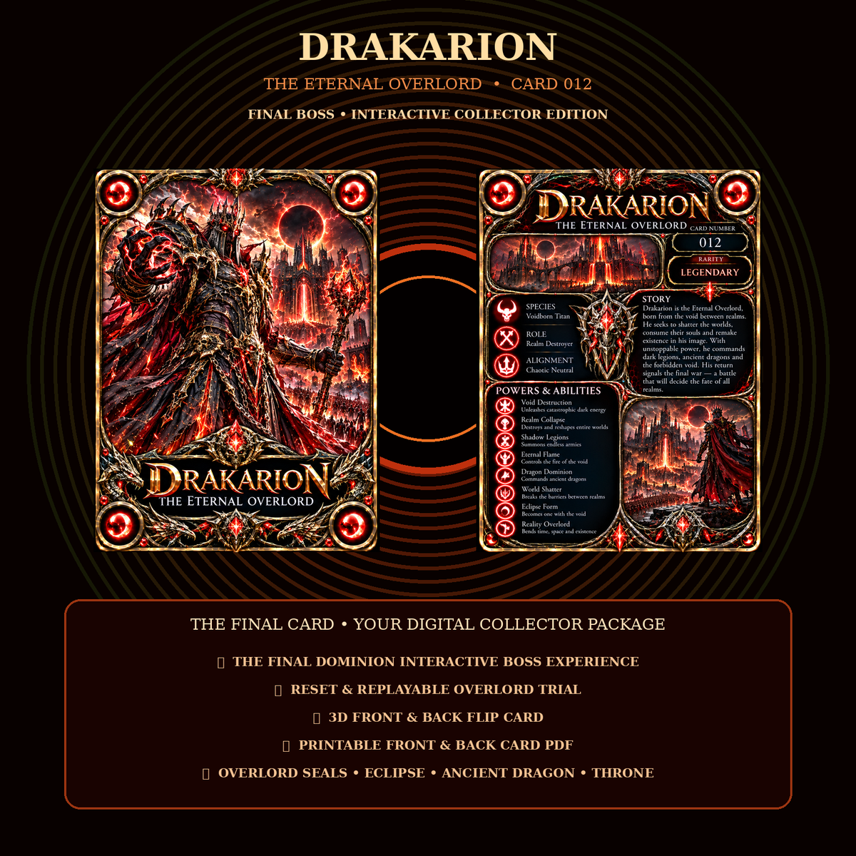 Drakarion 012 – The Eternal Overlord | Final Boss Interactive Fantasy Collector Card