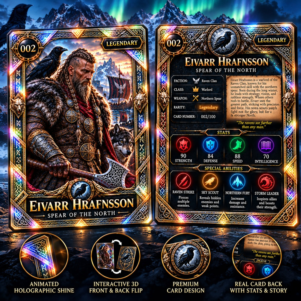 Viking Legends – Eivarr Hrafnsson 002 | Legendary Interactive 3D Viking Collectible Card