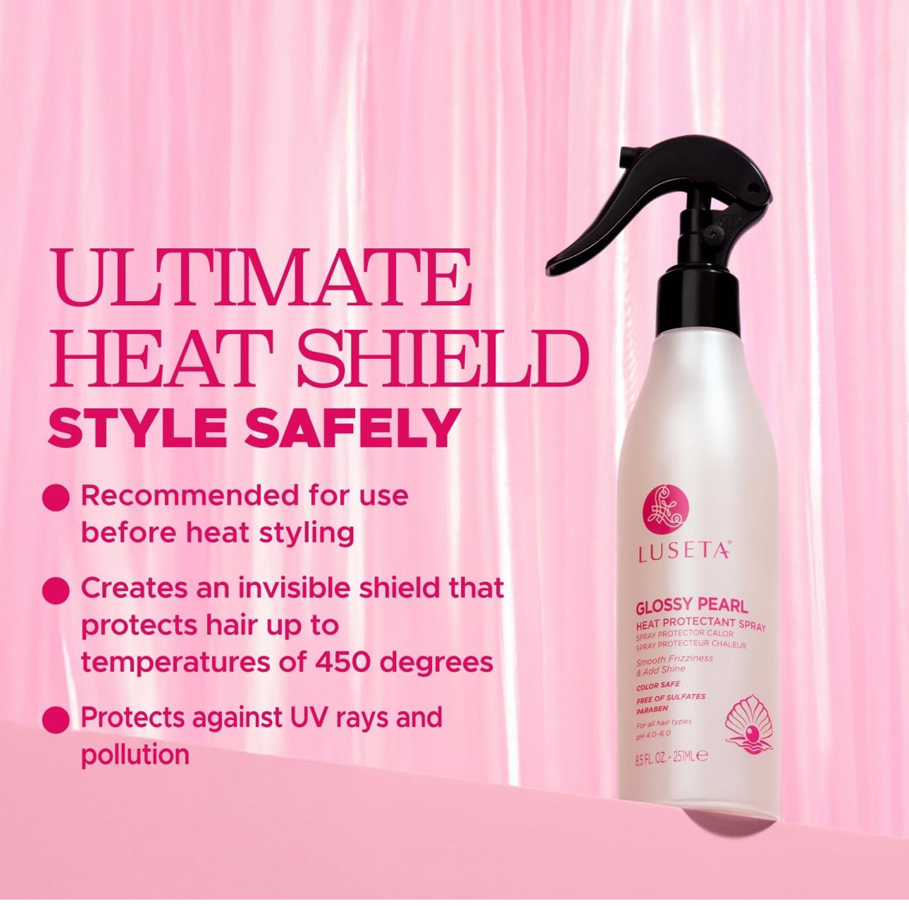 Luseta Gossy Pearl Heat Protectant Spray For Damaged & Dry Hair 8.5fl.oz 251ml