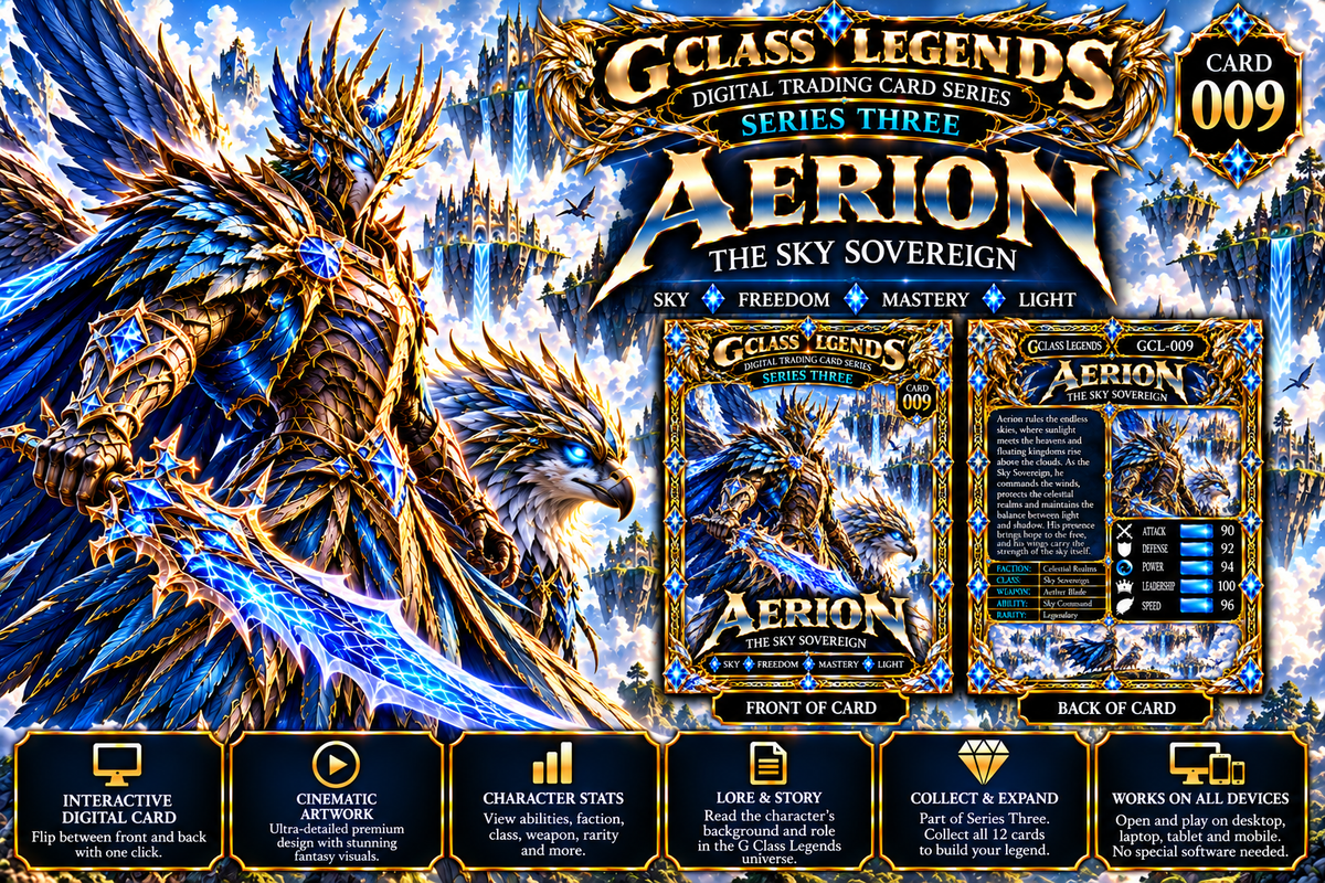 G Class Legends | Aerion The Sky Sovereign | Legendary Interactive Digital Trading Card | Series Three 009