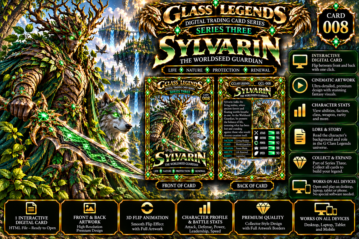 G Class Legends | Sylvarin The Worldseed Guardian | Legendary Interactive Digital Trading Card | Series Three 008