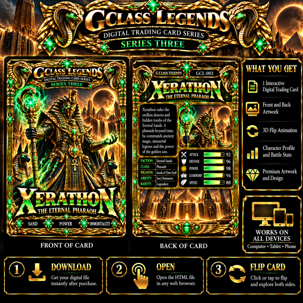 G Class Legends | Xerathon The Eternal Pharaoh | Legendary Interactive Digital Trading Card | Series Three 003