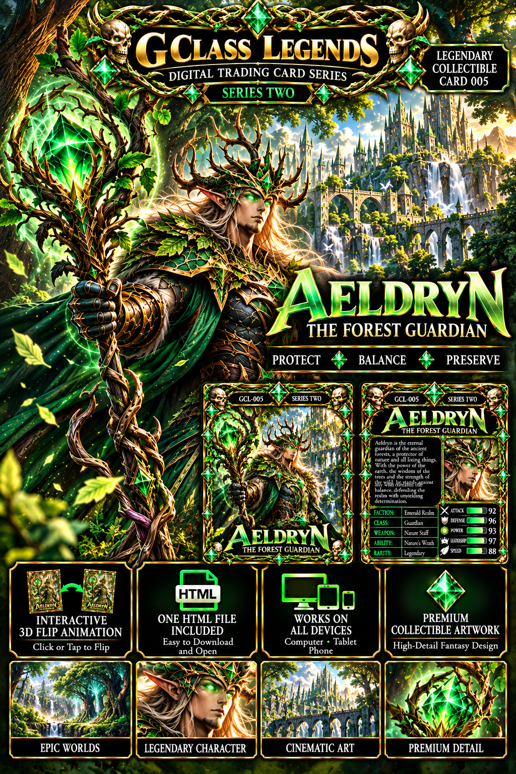 G Class Legends | Aeldryn The Forest Guardian | Legendary Interactive Digital Trading Card | Series Two 005