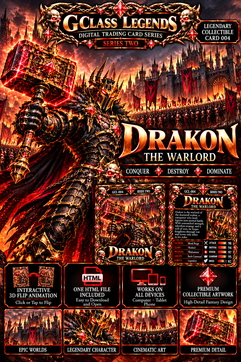 G Class Legends | Drakon The Warlord | Legendary Interactive Digital Trading Card | Series Two 004