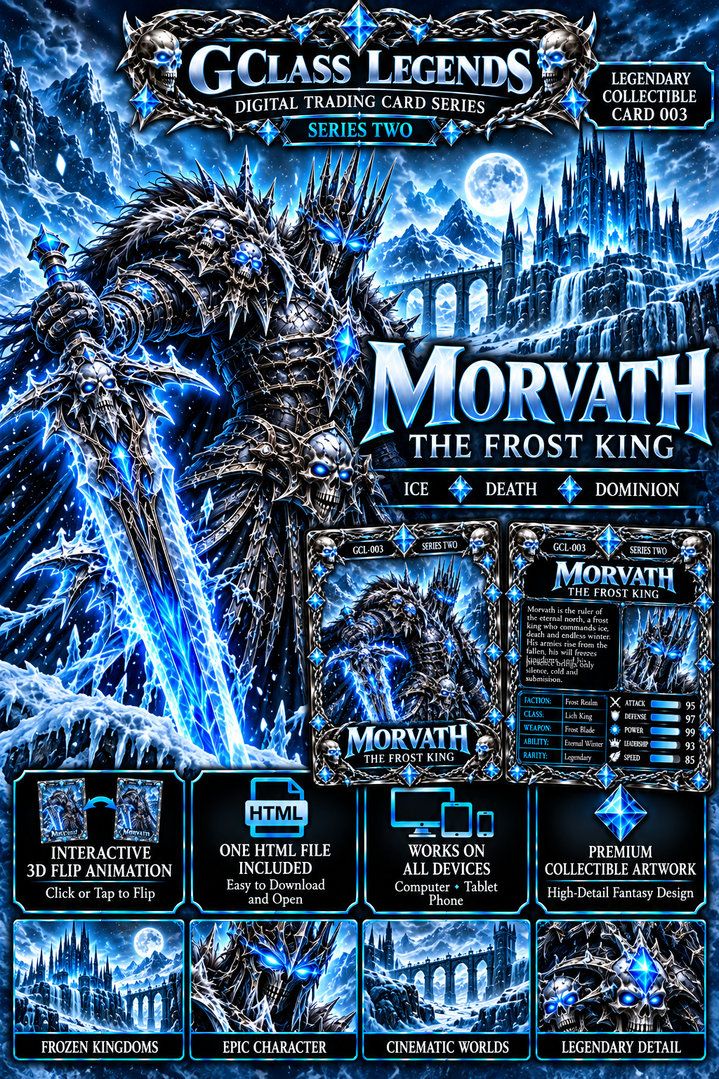 G Class Legends | Morvath The Frost King | Legendary Interactive Digital Trading Card | Series Two 003