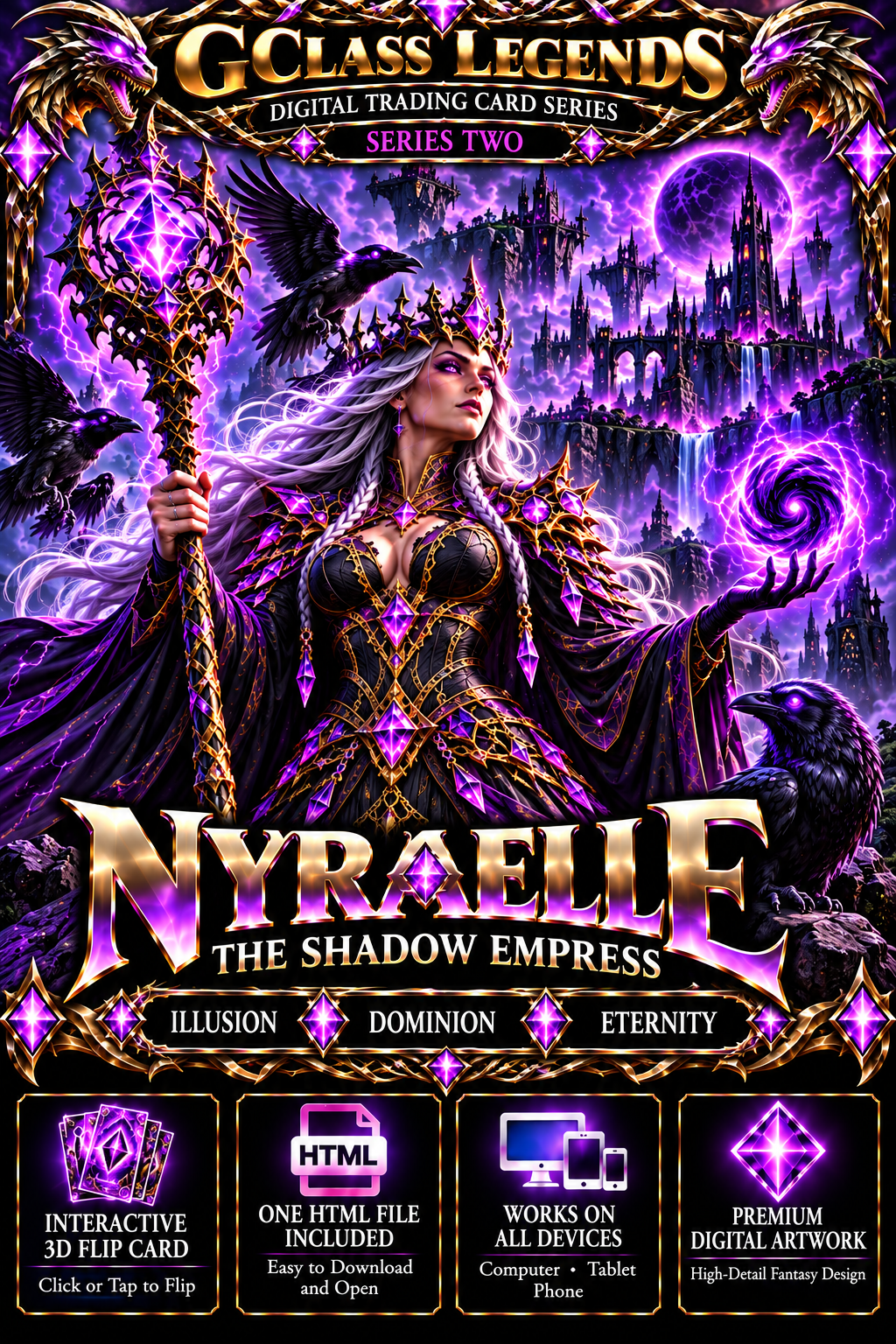 G Class Legends | Nyraelle The Shadow Empress | Legendary Interactive Digital Trading Card | Series Two 012