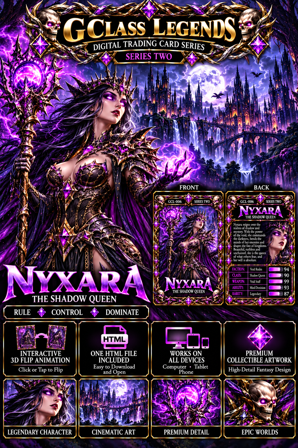 G Class Legends | Nyxara The Shadow Queen | Legendary Interactive Digital Trading Card | Series Two 006