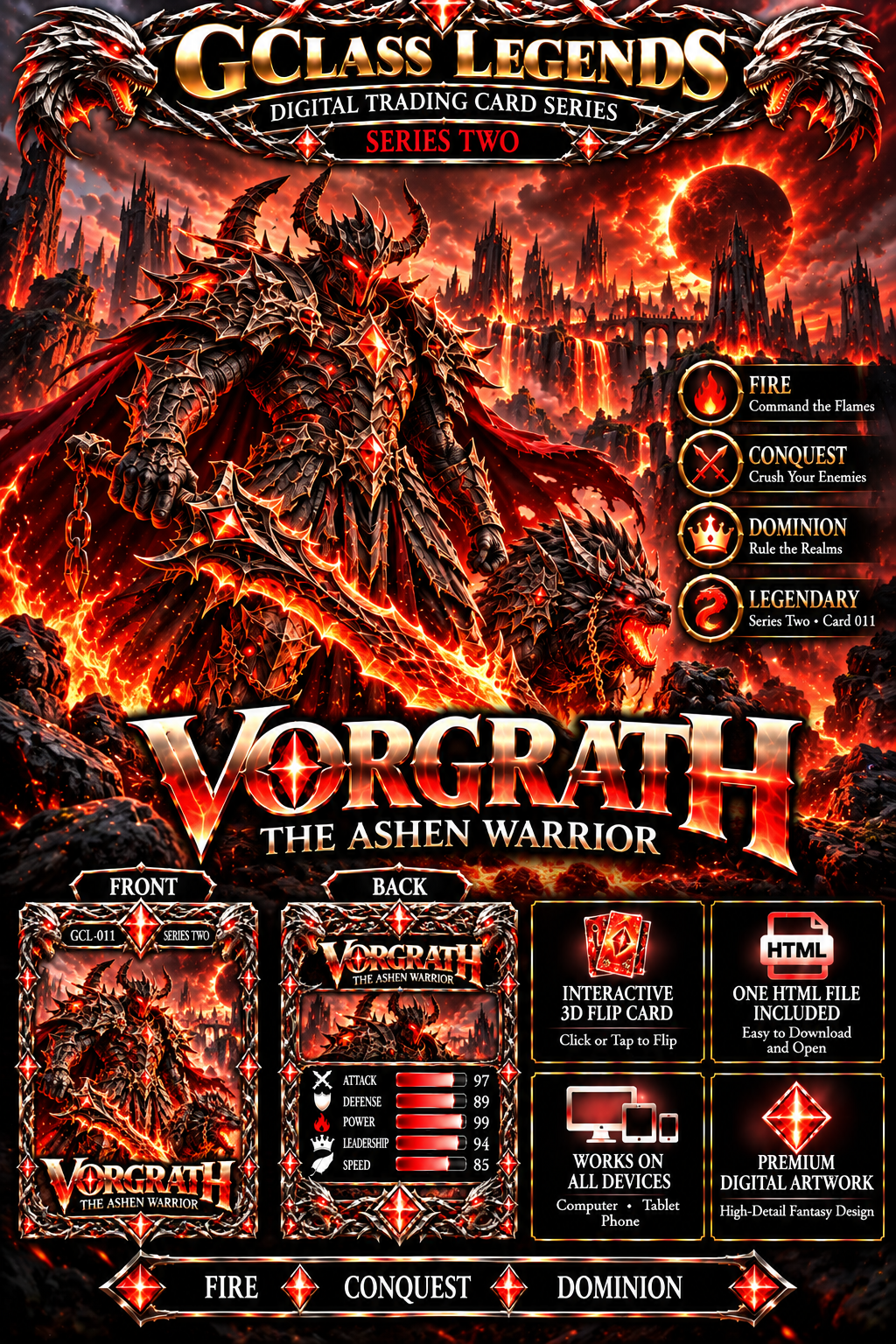 G Class Legends | Vorgrath The Ashen Warrior | Legendary Interactive Digital Trading Card | Series Two 011
