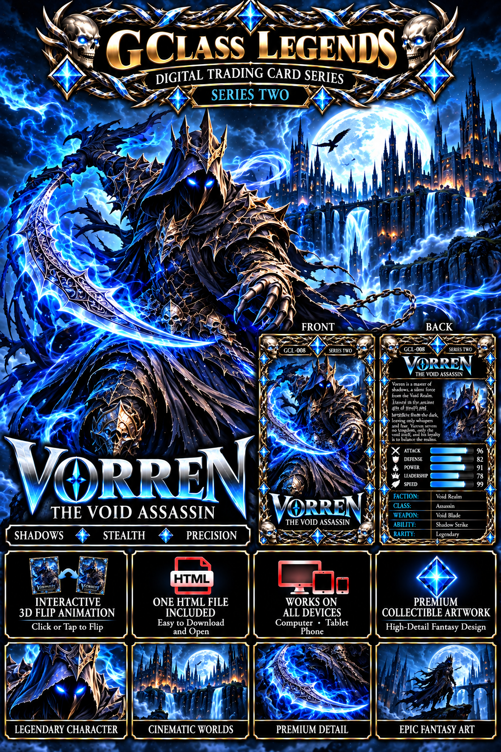 G Class Legends | Vorren The Void Assassin | Legendary Interactive Digital Trading Card | Series Two 008