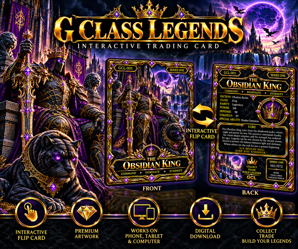 G Class Legends | The Obsidian King | Legendary Interactive Digital Trading Card #001