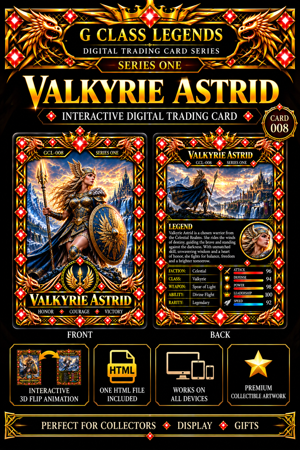 G Class Legends | Valkyrie Astrid | Legendary Interactive Digital Trading Card 008