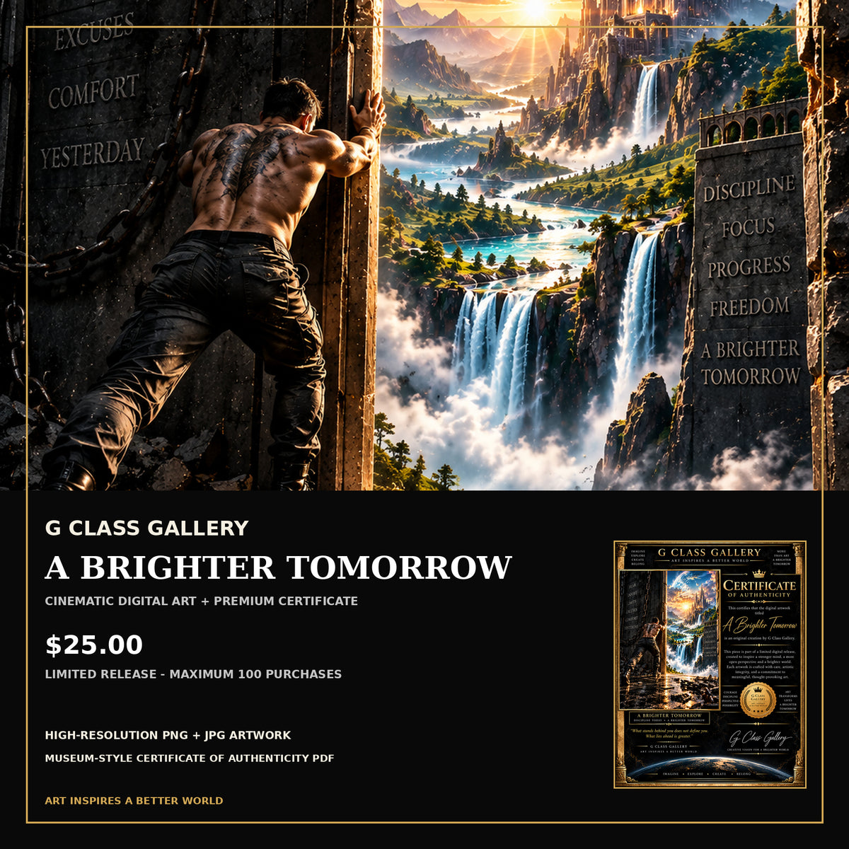 A Brighter Tomorrow | Inspirational Cinematic Digital Art + Museum Certificate | G Class Gallery