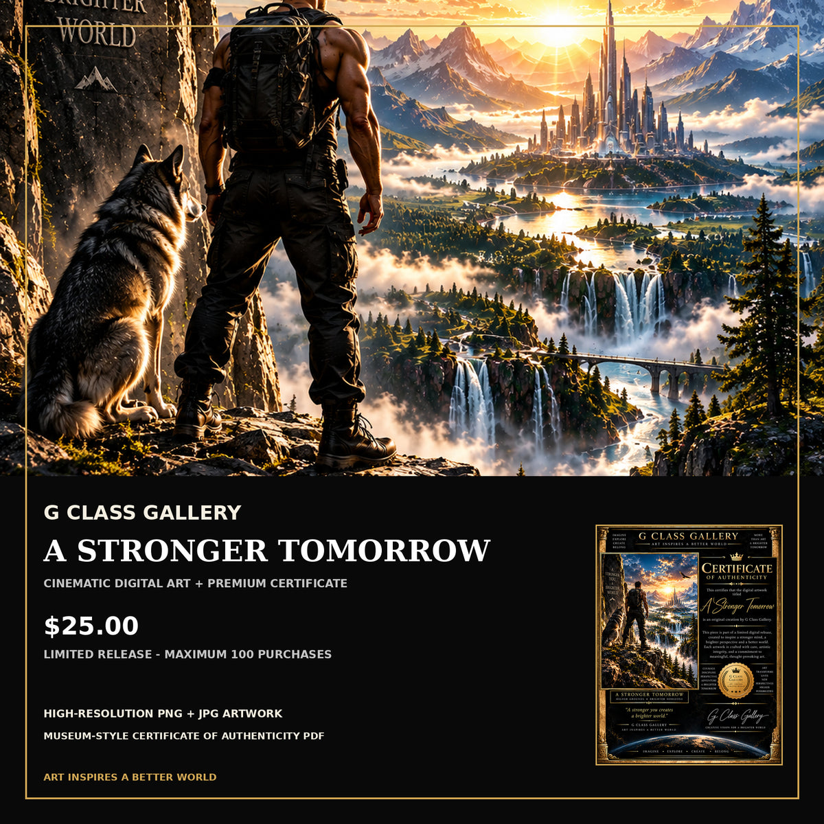 A Stronger Tomorrow | Inspirational Cinematic Digital Art + Museum Certificate | G Class Gallery