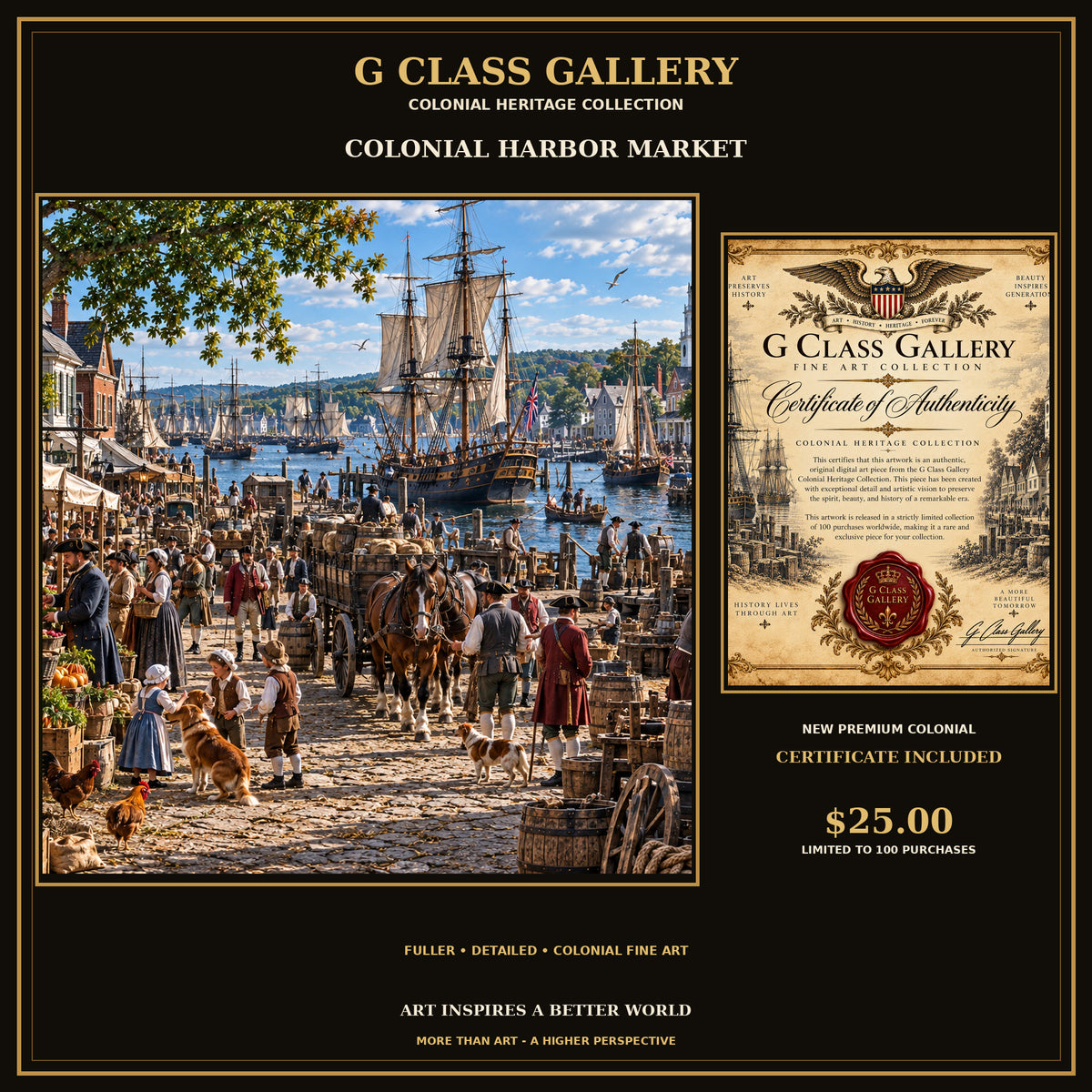 Colonial Harbor Market | Historic Colonial Digital Fine Art + Premium Certificate | G Class Gallery