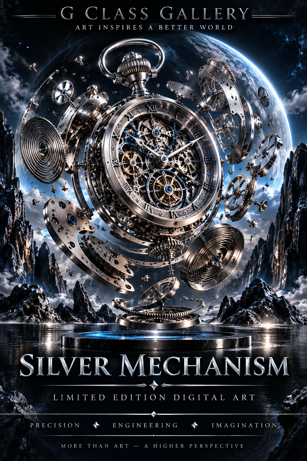 Silver Mechanism | Luxury Mechanical Watch Digital Art + Premium Certificate | G Class Gallery