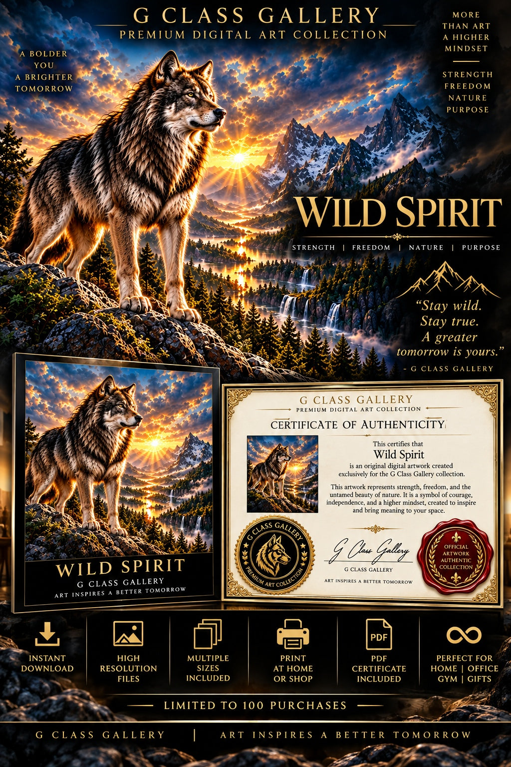 Wild Spirit | Premium Digital Wolf Art + Certificate | G Class Gallery