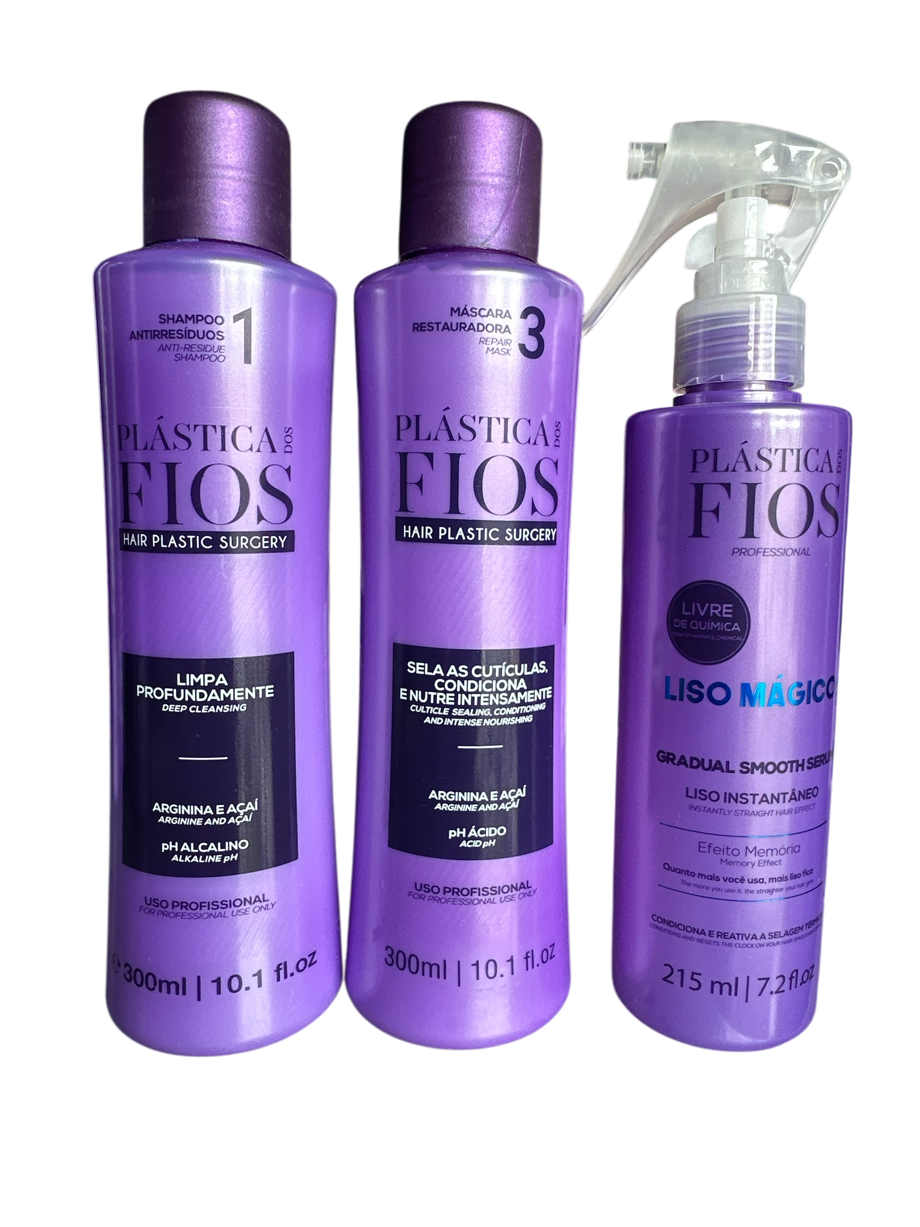 Cadiveu Plastica Dos Fios Sexy Hair Set. Detox Shampoo,Conditioner and Magic Fluid