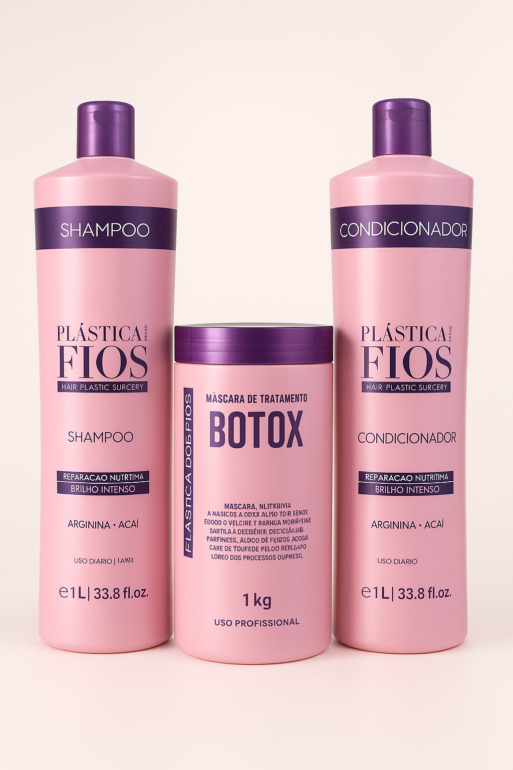 Plastica Dos Fios Deep Hydrating Kit Shampoo Hair Conditioner And Hair Btox 34oz 1000ml