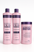 Plastica Dos Fios Deep Hydrating Kit Shampoo Hair Conditioner And Hair Btox 34oz 1000ml