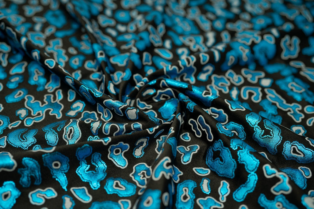 Leo Party Foil Printed Spandex Fabric | Blue Moon Fabrics