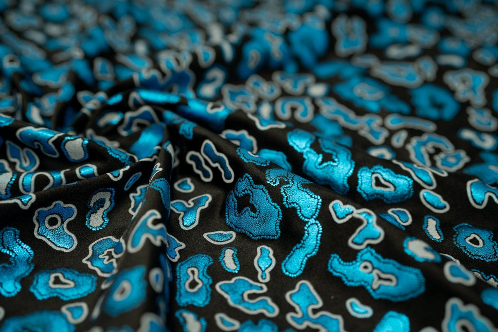 Leo Party Foil Printed Spandex Fabric | Blue Moon Fabrics